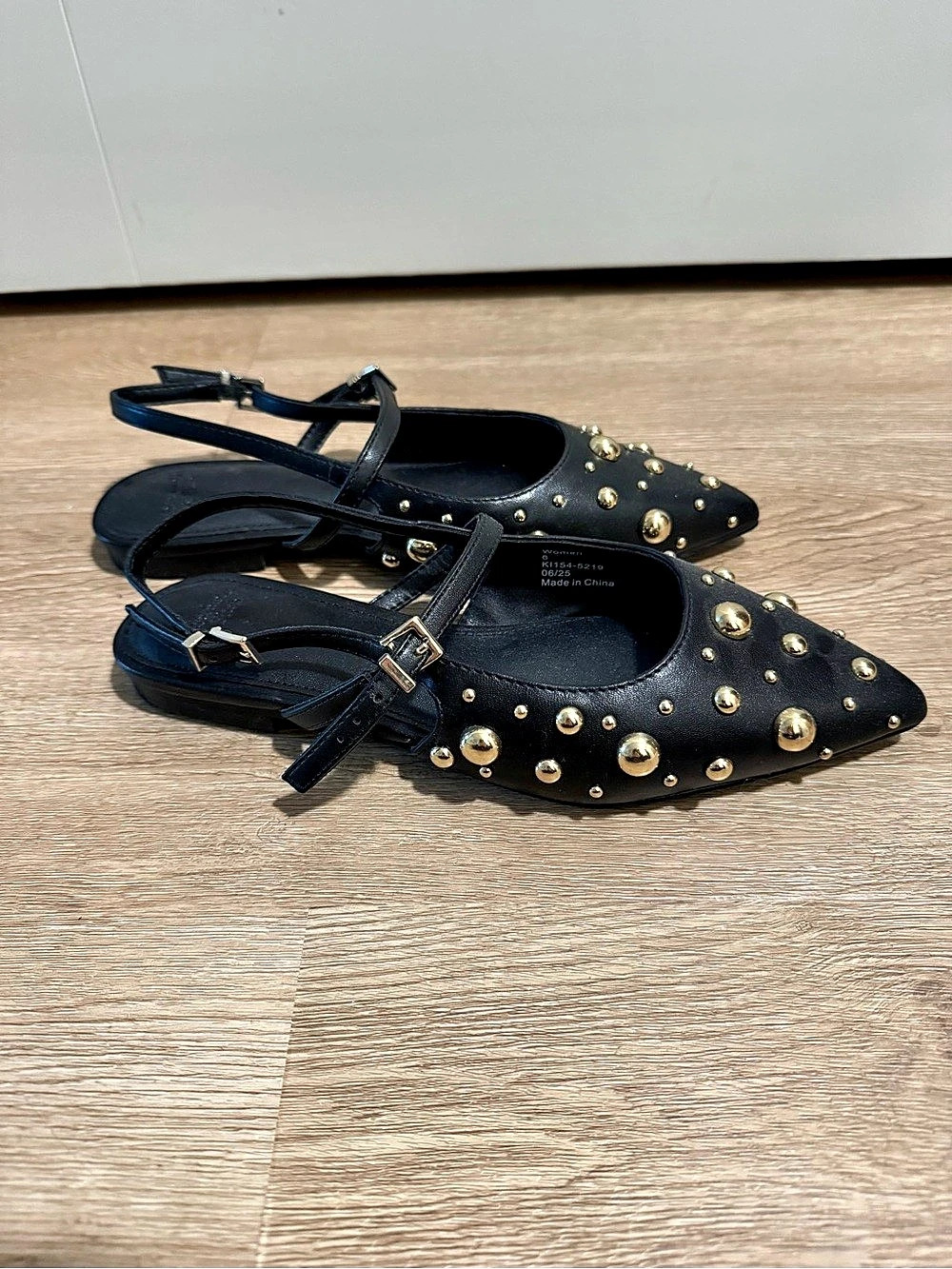 Abercrombie & Fitch Slingback Flats, Black Studded Black